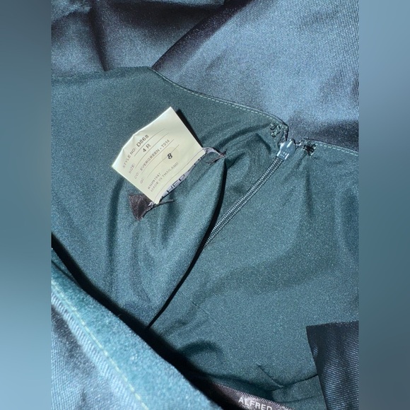 NEW Alfred Sung Bow Strap Satin Twill Trumpet Gown Sz 4 R evergreen green - Picture 5 of 6